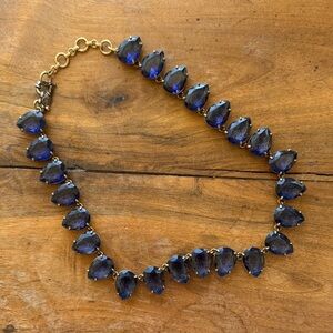 Gold-Tone Navy Blue Teardrop Necklace